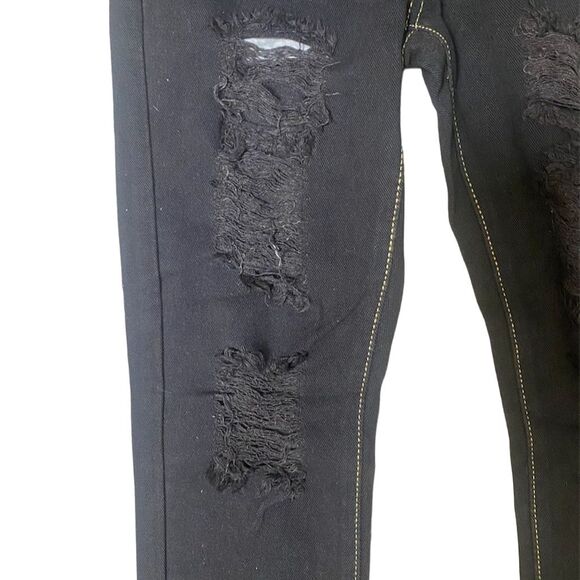 FREDD MARSHALL Men's Black Distressed Relaxed Fit Denim Jeans Size 12 - Picture 2 of 4